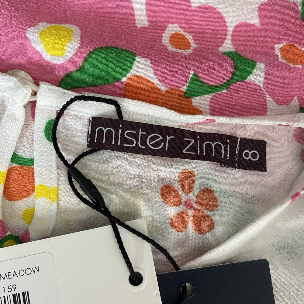 Mister Zimi Tina Lightweight Dress White Meadow Floral Sleeveless A-Line Size 8 - Picture 10 of 15